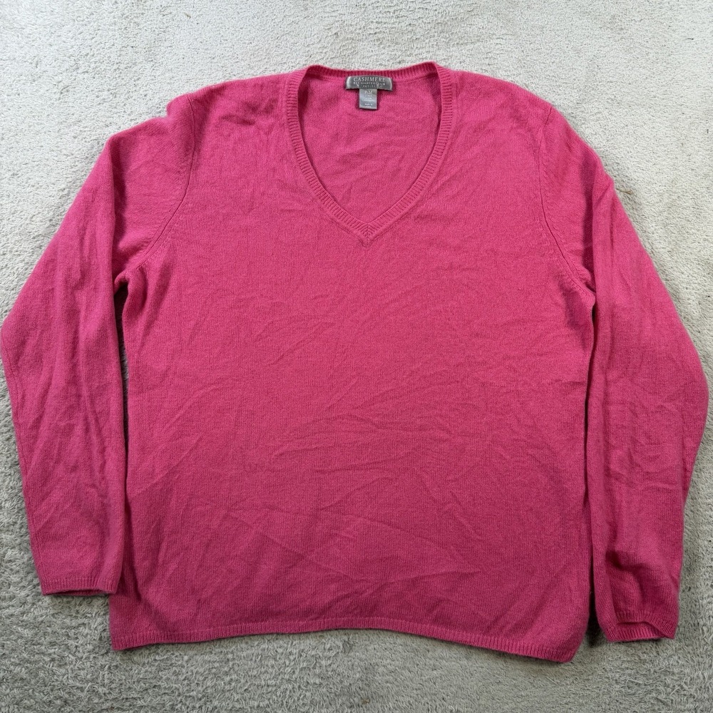 Charter Club Sweater Womens Medium Petite Pink 100% Cashmere V-Neck Lightweight